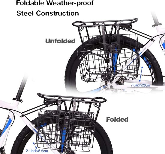 Fietsmand Vooraan,Afneembaar Aluminium Canvas,Fietsmand Voor Aan De Voorkant Met Boodschappentas Opvouwbare En Afneembare Metalen Gaas Fietsmand Met Snelsluiting Voor