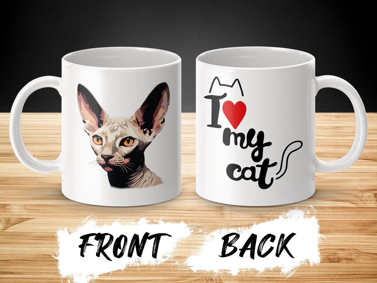Mok Peterbald cat - kat - I love my cat - cat lovers - katten
