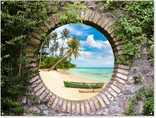 tuinposter - 90x65cm - strand - stenen doorkijk - Kroatië