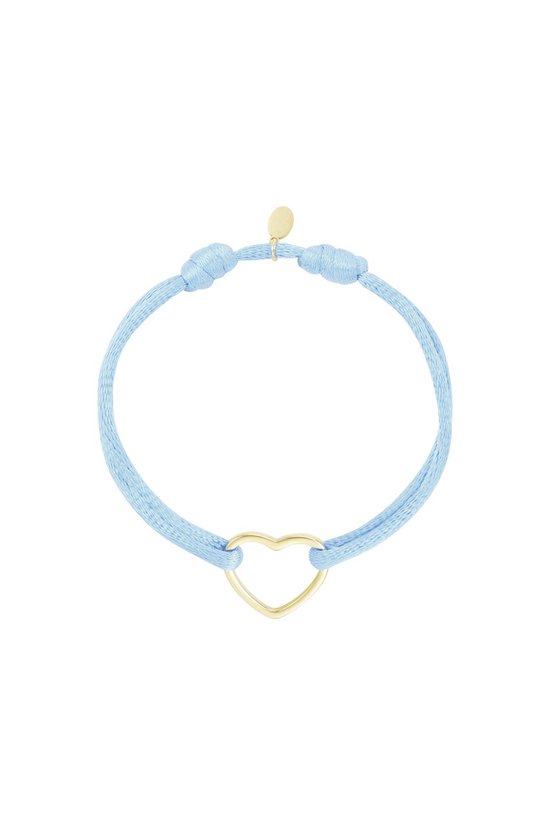 Bracelet Cordon Satin coeur bleu bleu clair