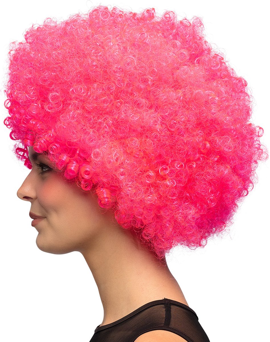 Boland - Pruik Groove roze Roze - Afro - Kort - Unisex - Danser/danseres - 70's, 80's & 90's - Disco — afbeelding 5