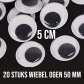 Allernieuwste.nl® 20 pièces Wiggle Eyes 50 mm XL - Yeux mobiles autocollants 5 cm - Creative Craft Eyes 50 mm - blanc noir