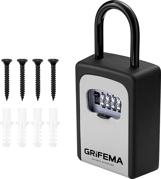 Lock Box Sleutelkastjes met 4-Cijferige Cijfercode - Wandmontage Voor Huis Garage - Waterdichte Key Lock Box With Hook Gray