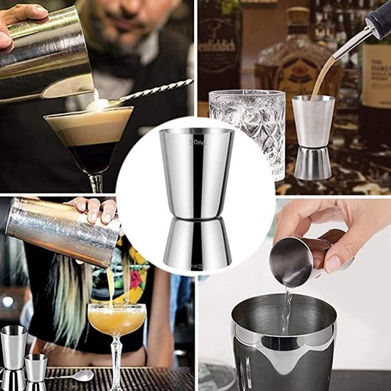 Cocktail roestvrij staal dubbele maatbeker maatbeker bar party wijncocktail cocktailshaker maatbeker voor drankjes barista professionele maatbeker maat 25/50 ml