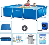 Intex Rechthoekig Frame Zwembad - 220 x 150 x 60 cm - Blauw - Inclusief Afdekzeil - Onderhoudspakket - Zwembadfilterpomp - Filter - Vloertegels - Warmtepomp