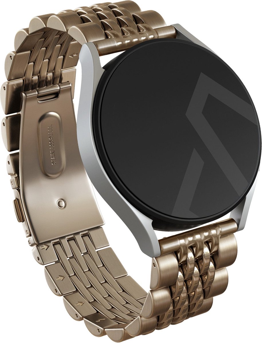 BURGA Universele Metalen Horlogeband voor Samsung Galaxy-Garmini-Xiaomi-Huawei - Chic Royal - Goud - 22mm