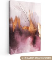 Peinture sur toile 40x60 cm - Décoration murale Violet - Abstrait - Peinture - Or - Décoration murale salon - Décoration chambre moderne - Tableaux abstraits