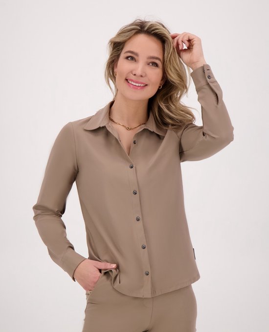 Bruine Blouse van Je m appelle Dames Travelstof Maat 42 3 maten beschikbaar bol
