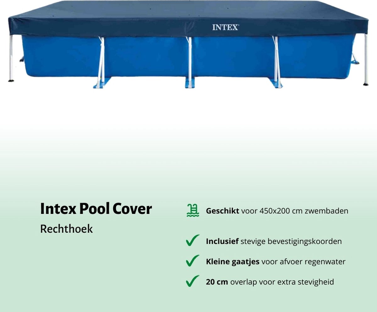Intex Rechthoekig Frame Zwembad - 450 x 220 x 84 cm - Blauw - Inclusief Zwembadfilterpomp - Afdekzeil - Grondzeil — afbeelding 4