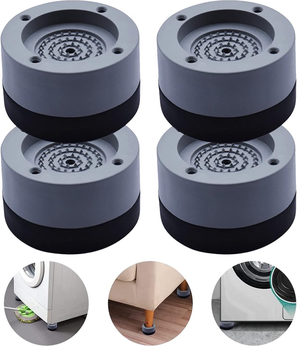 Goedkoopste Waledano® Meubelverhogers – Schokdempers - Wasmachine demper Anti trillings - Bedverhogers - Wasdroger dempers - Stapelbaar - geschikt voor Meubels, bedden, wasmachine en wasdroger - Set van 4 Stuks