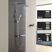 CECIPA Douchesysteem - douche handdouche met 2 functies - roestvrijstalen douchestang - regendouche voor badkuip - geen kraan - Zilver