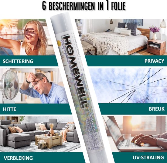 Homewell® 3D Regenboog Raamfolie HR++(+) - Anti-Inkijk - Isolerend & Zonwerend - 60x200cm – Statisch - Prisma Scherven Effect