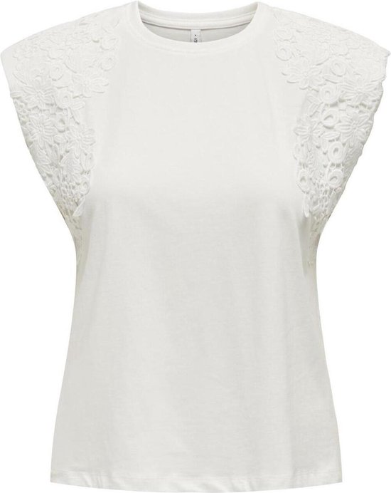 Only T-shirt Onlhenrietta Life S/l Top Box Jrs 15324592 Cloud Dancer/lace Detai Dames Maat - XS