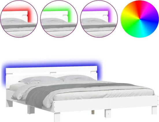 vidaXL-Bedframe-met-hoofdeinde-en-LED-verlichting-wit-160x200-cm