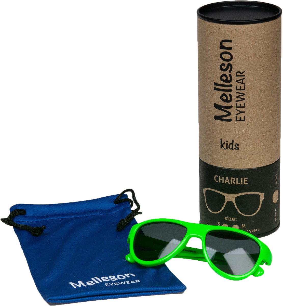 Melleson Eyewear - Kinderzonnebril Charlie 0-2 jaar - Groen - 100% UV-A en UV-B Bescherming - Inclusief Microvezel Pouch