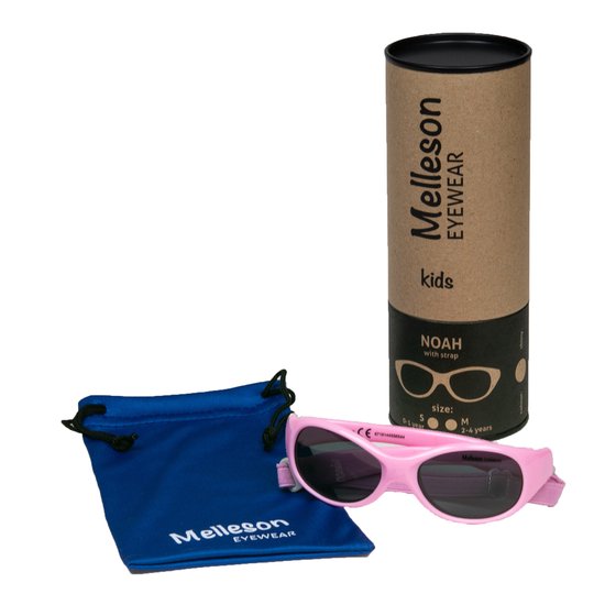 Melleson Eyewear - Kinderzonnebril Noah met band 2-4 jaar - maat M- Roze van Melleson — afbeelding 2