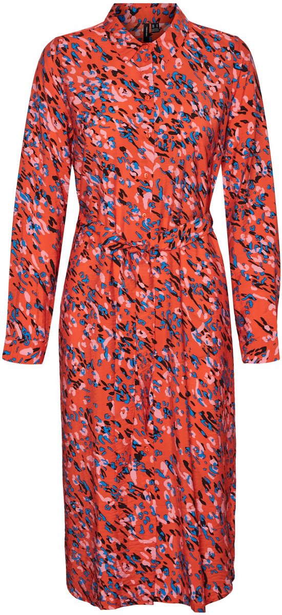 VERO MODA - Jurk - Maat M - Vrouwen - Tangerine Tango - Viscose LENZING™ECOVERO™