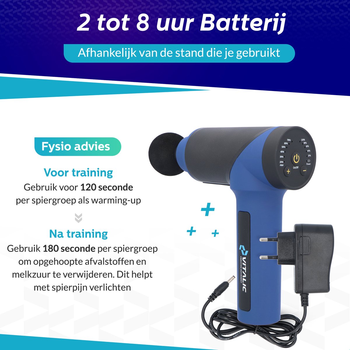 Afbeelding 2 van Premium Massagegun met 7 massagekoppen en 6 snelheidstanden - Massagegun professioneel - Vitalic