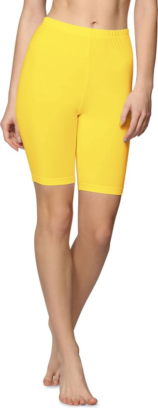 Bellivalini BLV-BLV50-157-LE Dames Leggings - Sport - Vrijetijdsbroek - Kort - Katoen - Sporbroek - Yogabroek - Geel - M