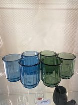 Set à 6 - Tumbler glazen - 33.0CL - 3x Blauw - 3x Groen - Gerecycled glas