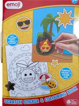 Emoji - Stickerboek - Krasboek en Kleurboek - Stickeren - Krassen - Kleuren - Rood - Geel - Zowel voor jongens als meisjes - 3+