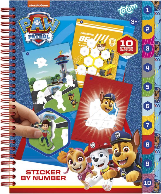 Foto: Paw patrol totum doeboek sticker en puzzelboek incl kleurplaten vakantieboek 10 sticker puzzels sticker by number educatief speelgoed hardcover kleurboek met ringband vakantie doe boek