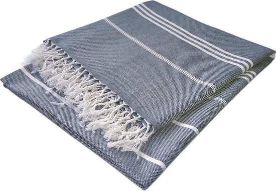 Forfait Fête des Mères : Badjas Waffle S & Serviette Hammam 90x165cm Marine