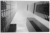 Dibond - Gebouwen - Hoog - Zwart - Wit - 60x40 cm Foto op Aluminium (Met Ophangsysteem)