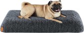 hondenbed, pluche hondenkussen, hondenmat, hondenbank, voor huisdieren, hoes afneembaar en wasbaar, maat M, voor kleine en middelgrote honden, 80 x 50 x 8 cm, donkergrijs