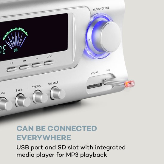 Amplificateur Avec Bluetooth 600 W Numérique 5 Canaux FM USB Stéréo HiFi Amplificateur Complet Volume Microphone Réglable Pour Home Cinéma HiFi Ou Petits Pa Et Karaoké