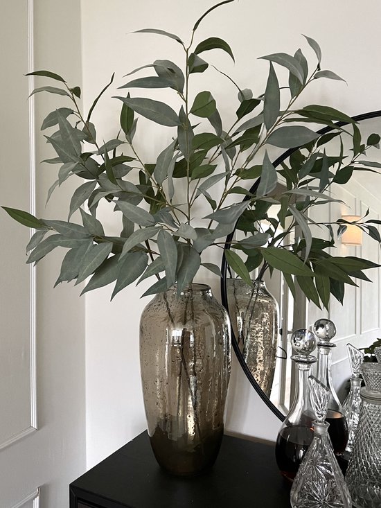 kunstplant - zijden tak - 1 stuk - groenen tak - eucalyptus - 60 tot 100 cm - kunststeel - bladeren