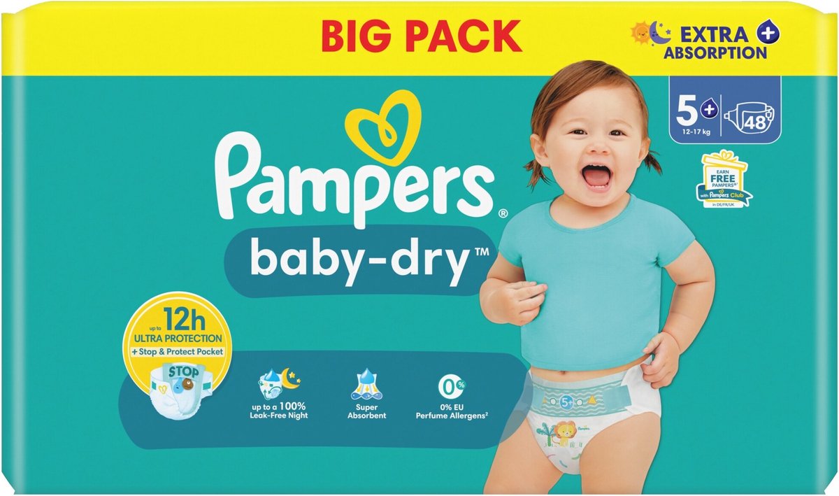 Goedkoopste Pampers - Baby Dry - Maat 5 - Mega Pack - 96 stuks - 12/17 KG