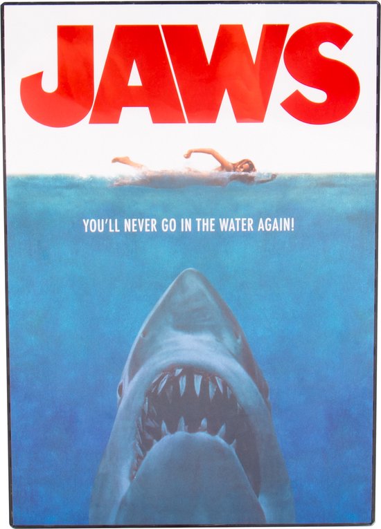 Jaws - poster met verlichting - met lijst - USB-kabel (31cm x 21,5cm x 3,5cm)