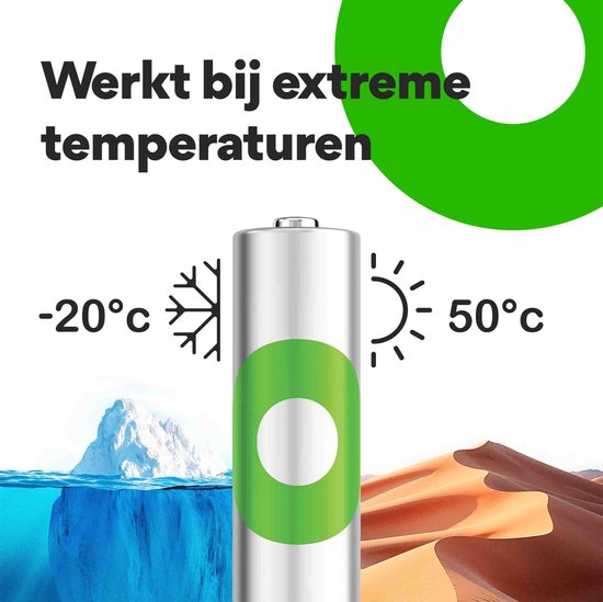 Een oplaadbare batterij met de tekst 'Voorgeladen' en een illustratie van het opladen.