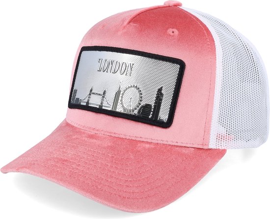 Hatstore- London Silver Patch Velvet Pink/White A-Frame Trucker - Calza Pennello Cap