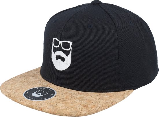 Hatstore- Logo Black/Cork Snapback - Bearded Man Cap