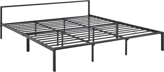 In And OutdoorMatch Stalen Bed Reta - Bedframe - Met bedbodem - 180x200 cm - Mat Zwart - Modern Design