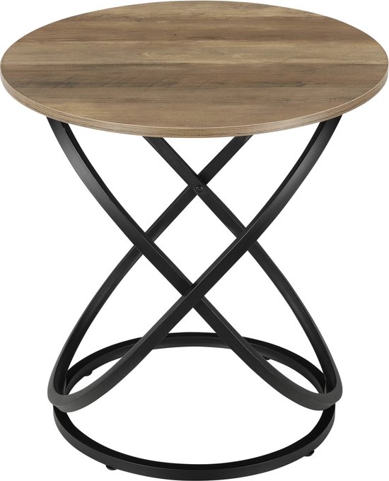 In And OutdoorMatch Salontafel Blanca - Rond - 61x59 cm - Hout en Zwart - Spaanplaat en Metaal - Modern design