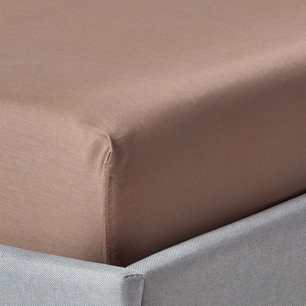 Homescapes Biologisch Hoeslaken 90x190 cm – Extra Hoog (46 cm Diep) – Bruin – 100% Egyptisch Katoen Satijn – Draaddichtheid 400