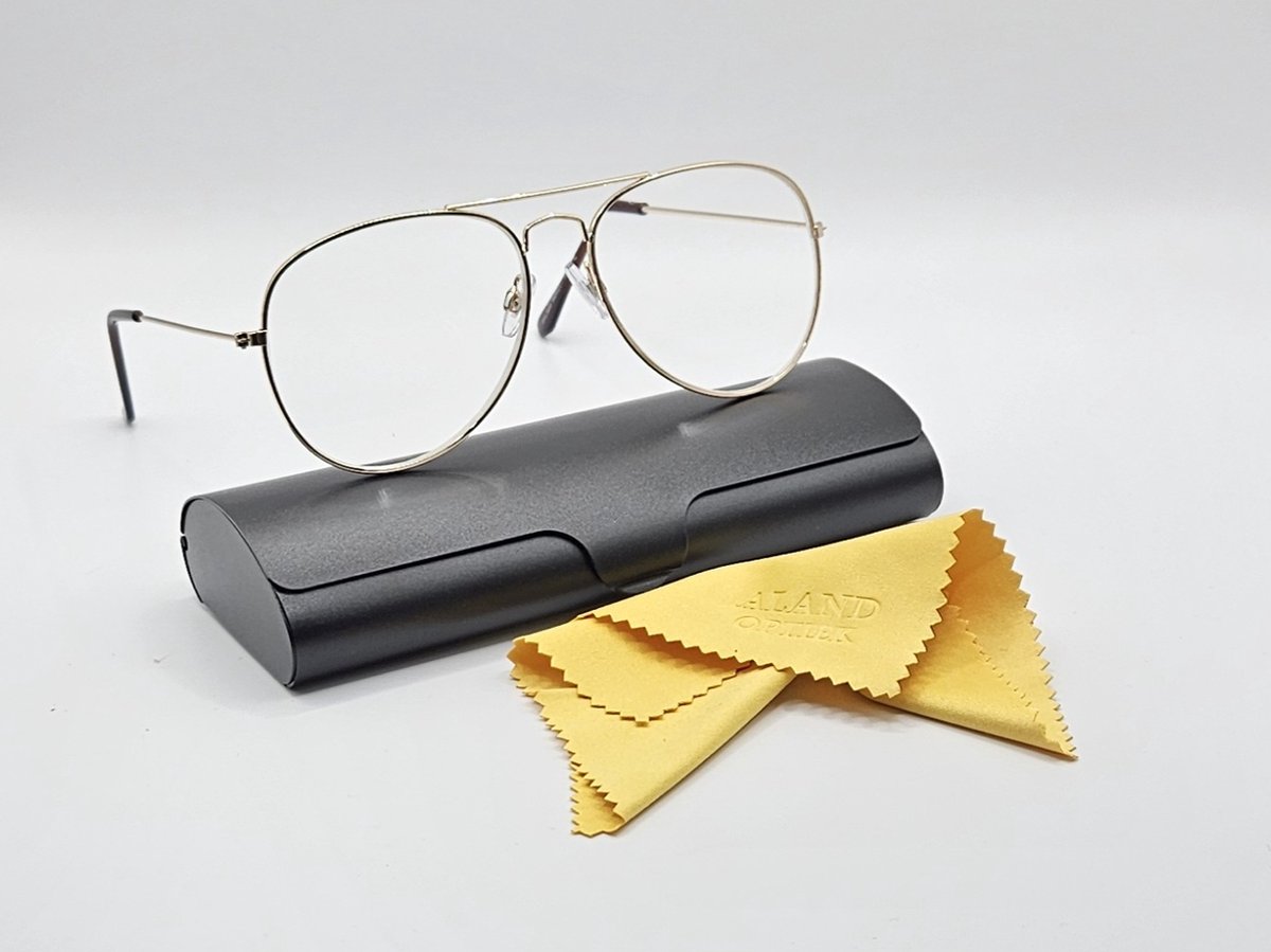 Piloten BRIL OP STERKTE +2,5 goud / unisex leesbril / lichtgewicht mannen vrouwen leesbril +2.5 lichtgewicht comfortabele lenzen / goud 012644 / leesbril unisex reading glasses / Lunettes de Lecture / Aland optiek