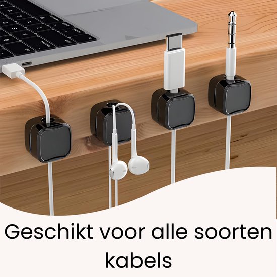 Kabelclips - 6 Stuks - Kabel Organiser - Zelfklevend met Magnetische sluiting - Kabel Houder - Kabel Management