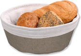Kesper Broodmandje met stof - katoen/peva - bruin - rond - D25 x H9 cm - tafel serveermandje