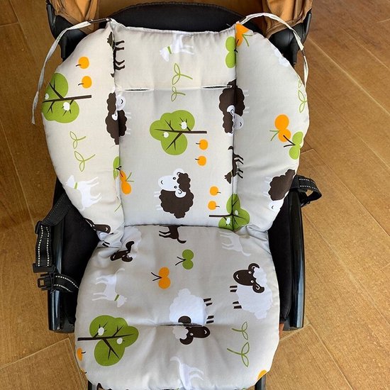 Allernieuwste.nl® Buggy Inleg Kussen Schapen Grijs - Tweezijdig bruikbaar - Kinderwagen - Kinderstoel hoes - Wasbaar van Allernieuwste.nl® — afbeelding 2