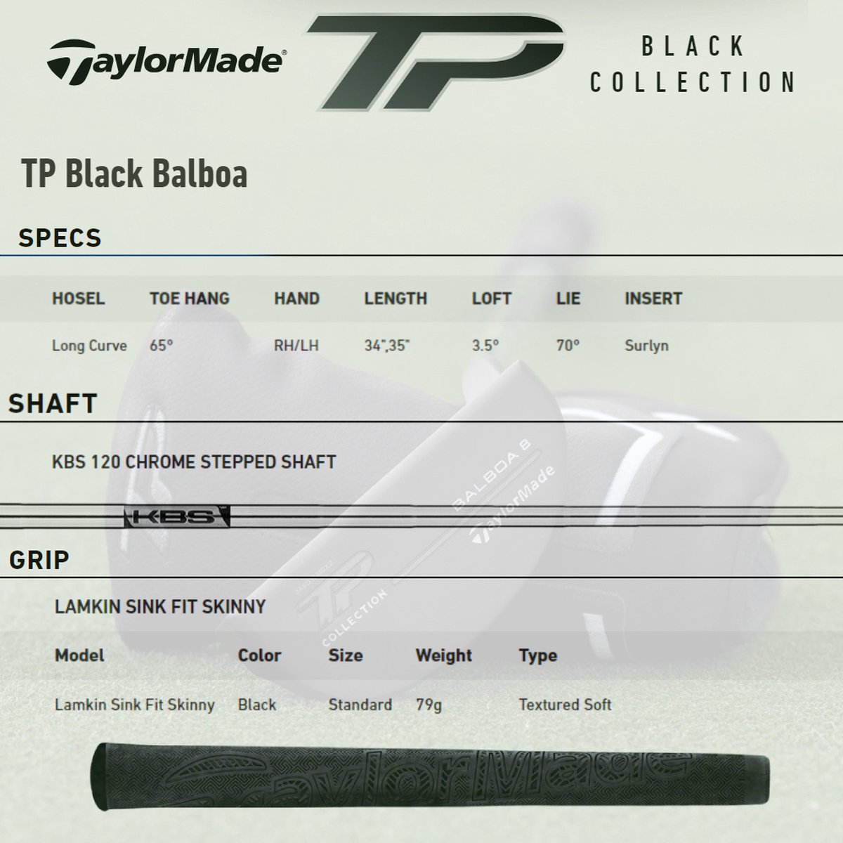 TaylorMade TP Black Balboa Putter 2024 | 33 inch | Unisex