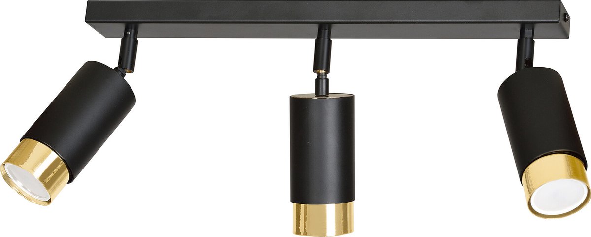 Emibig Boras 3L zwart met goud afwerking plafondspot richtbaar GU10 - Perfecte verlichting voor elke ruimte