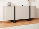 Buffetkast met 4 deuren van mdf - Beige en zwart - LUVONIA L 180 cm x H 81 cm x D 45 cm