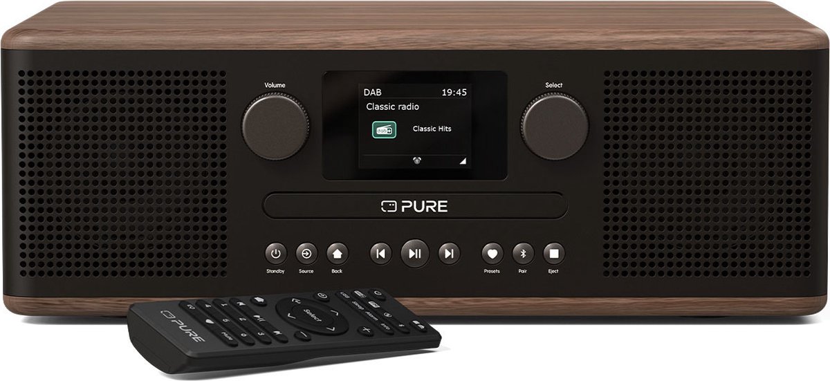 Pure Classic C-D6 - De charmante CD-speler en digitale radio in koffie zwart/walnoot