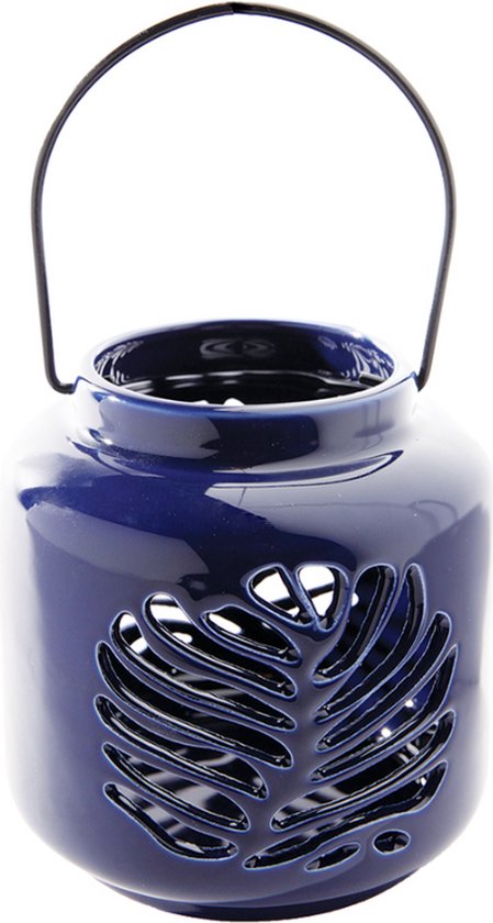 Decoratieve donkerblauwe porseleinen lantaarn H12