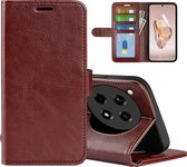 OnePlus 12R Hoesje - MobyDefend Wallet Book Case (Sluiting Achterkant) - Bruin - GSM Hoesje - Telefoonhoesje Geschikt Voor OnePlus 12R