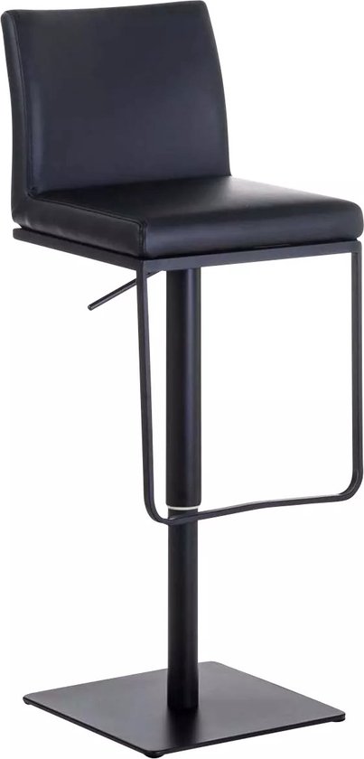 In And OutdoorMatch Luxe Barkruk Hattie - Zwart - Ergonomische barstoelen - Imitatieleer - In hoogte verstelbaar - 360 Rotatie - Set van 1 - Met Rugleuning - Voetensteun - Voor Keuken en Bar - Gestoffeerde Zitting